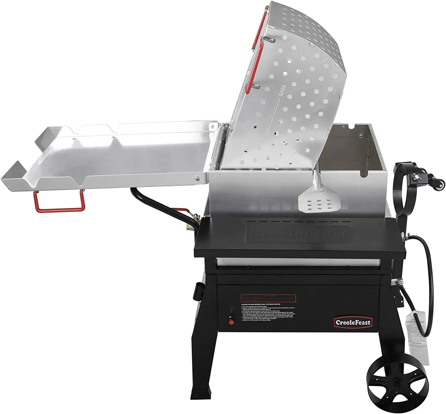 Creole Feast CFB1001A 90 qt. Crawfish Seafood Boiler, Single Sack Outdoor Stove Propane Gas Cooker with 10-psi Regulator and Folding Tank Mounting Bracket, for Crawfish Season