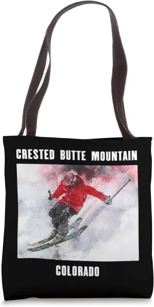 Crested Butte Colorado Skiing Skier Ski Souvenir Memorabilia Tote Bag