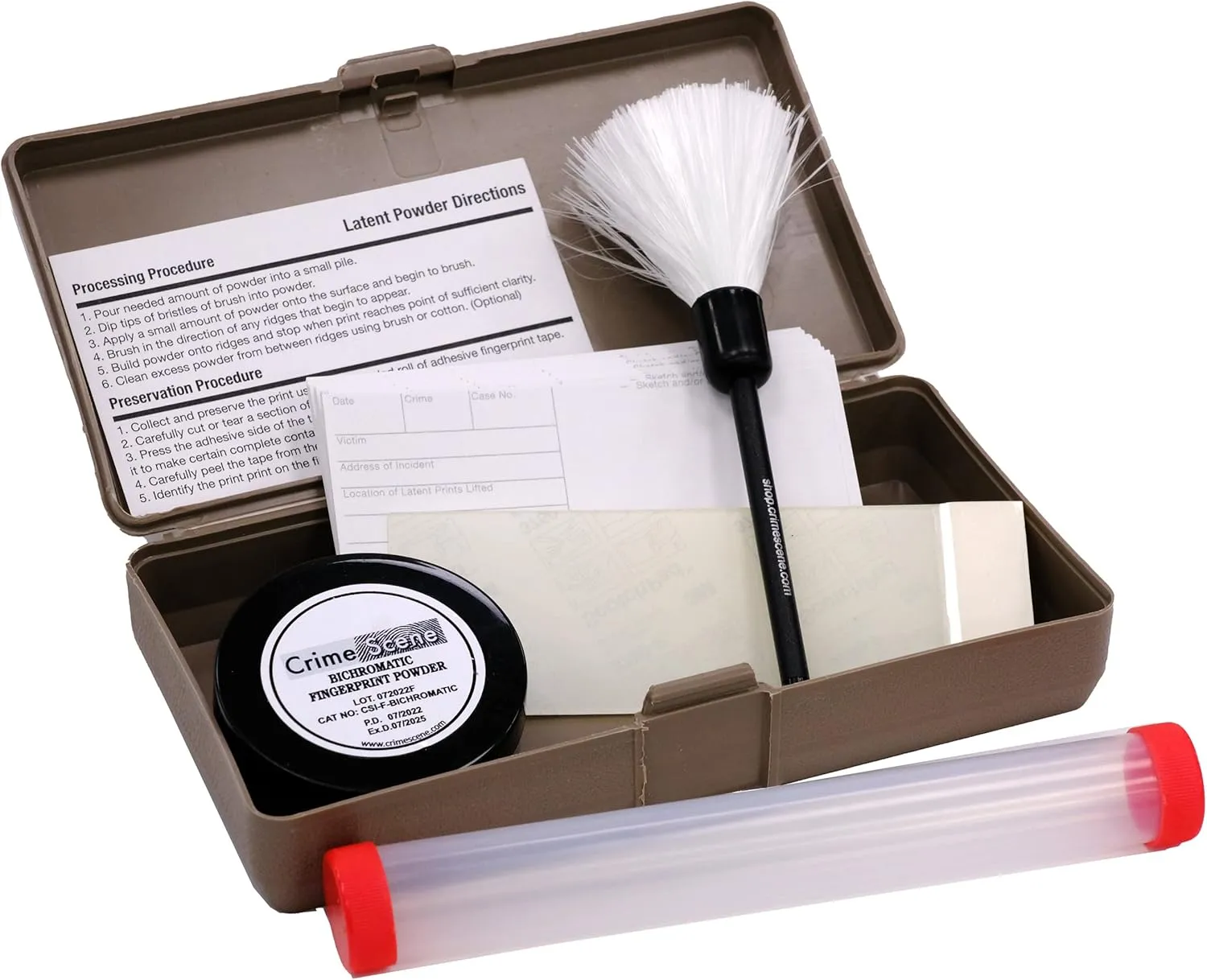 Crime Scene Basic Latent Fingerprint Kit, Bichromatic Grey Powder