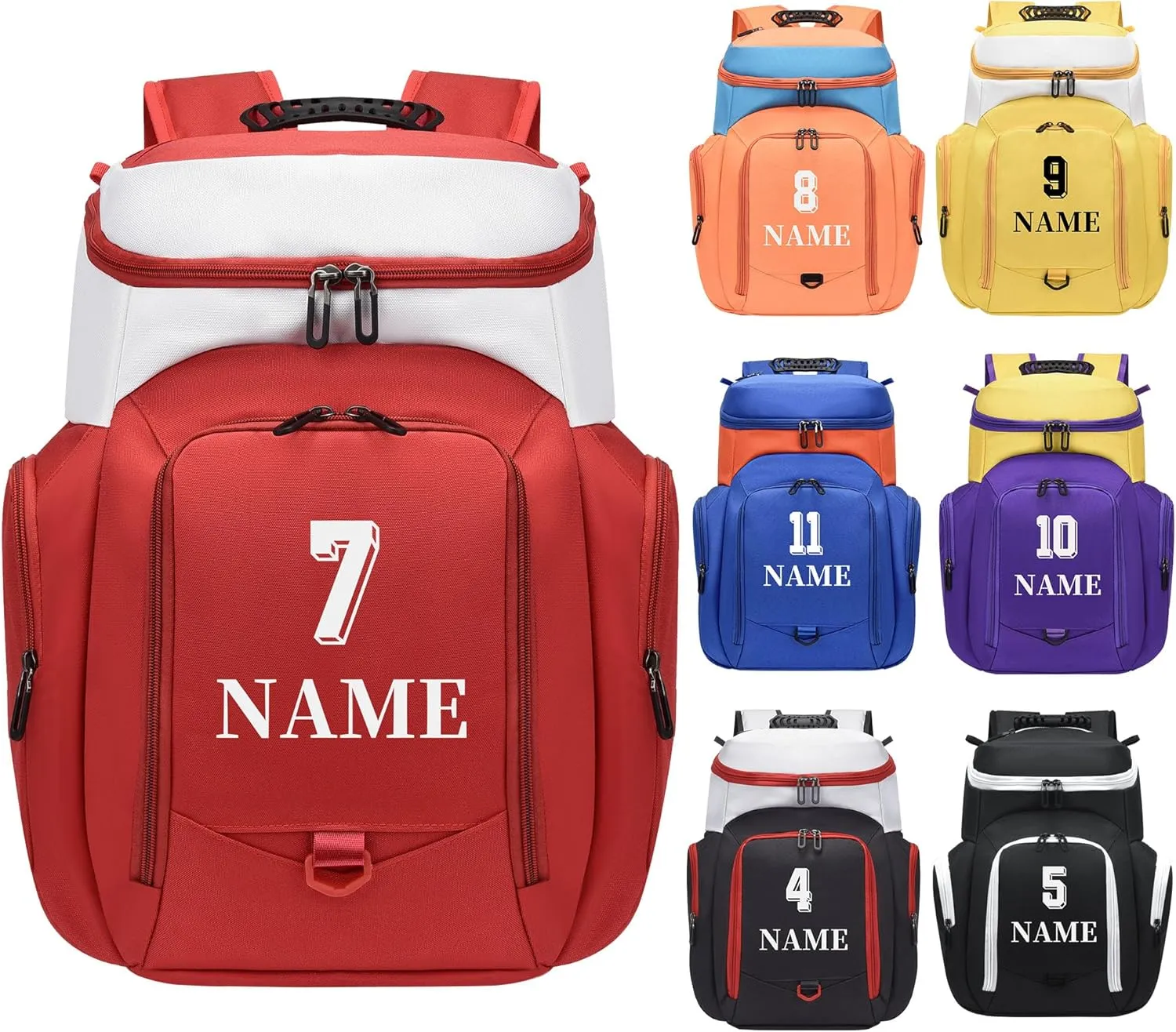 Custom Basketball Bag for Boys - Waterproof Backpack with Adjustable Straps, Personalized Name & Logo for Sports, Gym,Travel