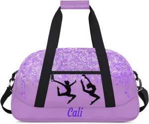 Custom Gym Ballet Dance Bag for Girls Sports Bag, Personalized Travel Bag Overnight Duffel Bag Gymnastics Swimming Sleepover Overnight Sports Bag, Medium Orchid Purple Cute Gym Silhouette