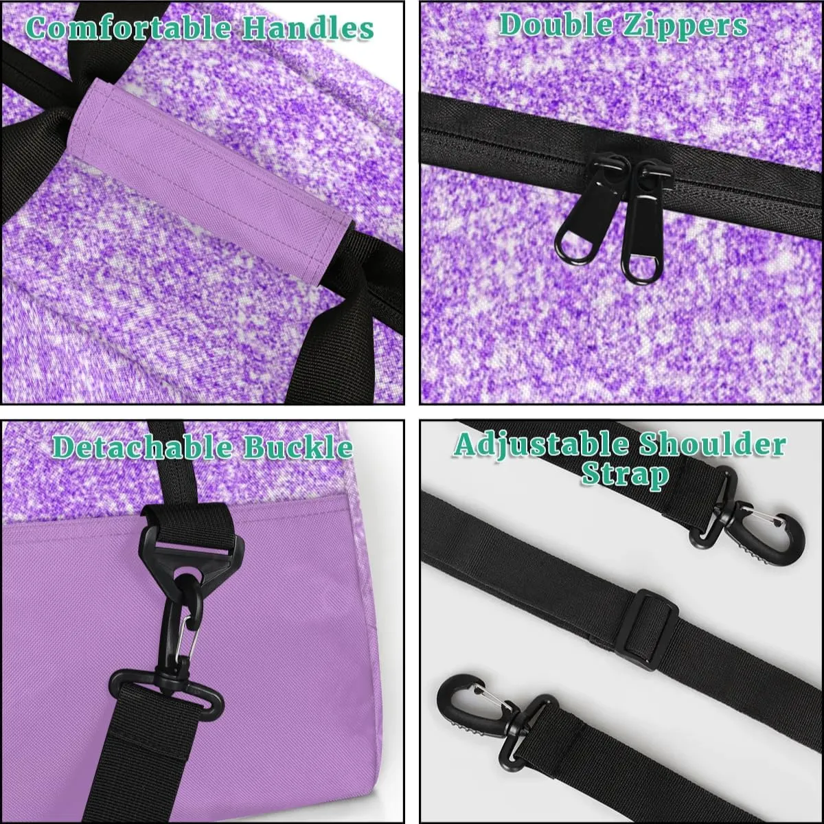 Custom Gym Ballet Dance Bag for Girls Sports Bag, Personalized Travel Bag Overnight Duffel Bag Gymnastics Swimming Sleepover Overnight Sports Bag, Medium Orchid Purple Cute Gym Silhouette