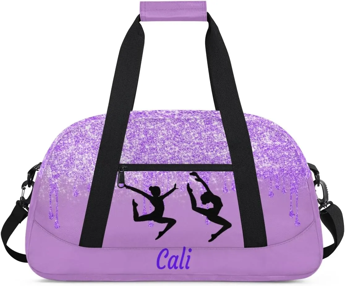 Custom Gym Ballet Dance Bag for Girls Sports Bag, Personalized Travel Bag Overnight Duffel Bag Gymnastics Swimming Sleepover Overnight Sports Bag, Medium Orchid Purple Cute Gym Silhouette
