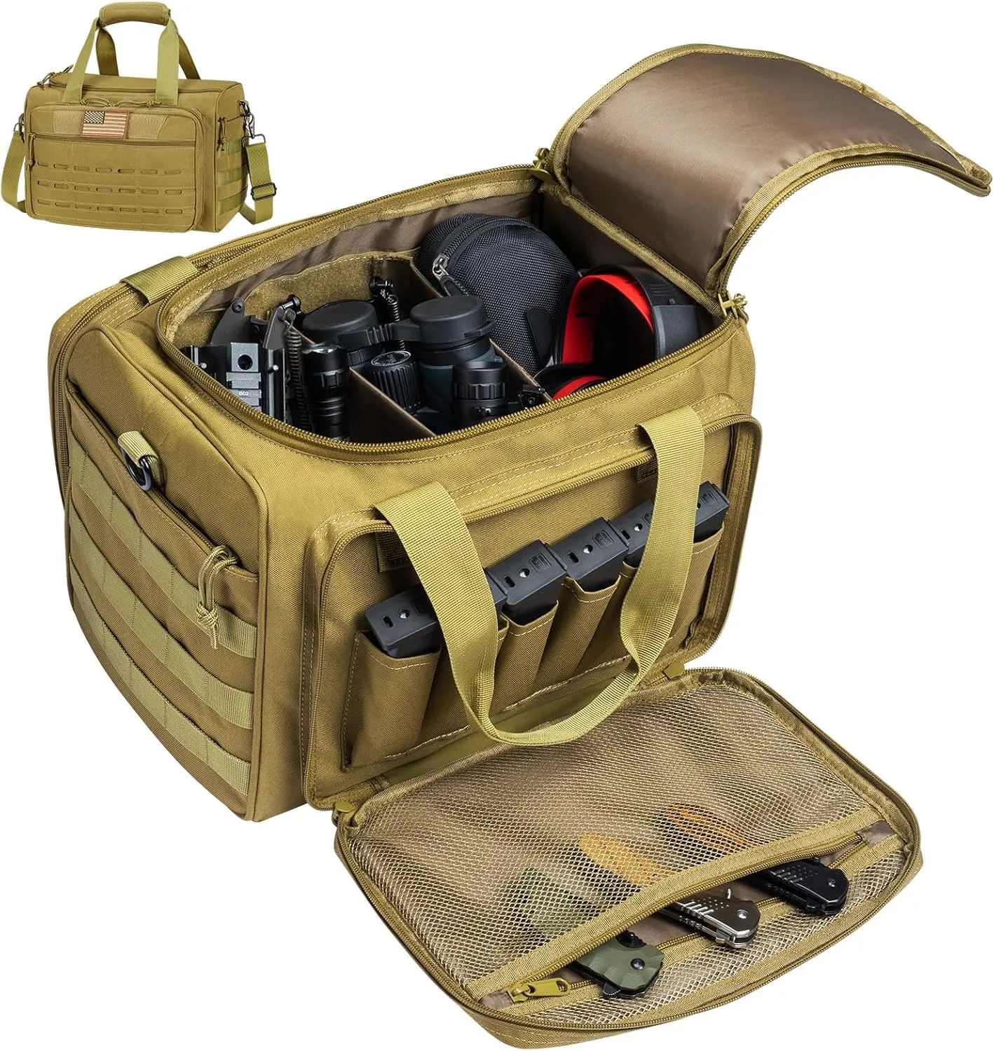 CVLIFE Tactical Gun Range Bag Pistol Shooting Range Duffle Bag, Range Bag for handguns Gun Case Bag with Lockable Zipper for Shooting Range Outdoor Hunting