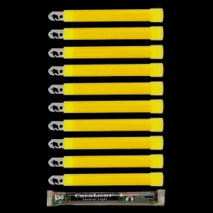 Cyalume - 9-42300 ChemLight Military Grade Chemical Light Sticks – 30 Minute Duration Light Sticks Provide Intense Light, Ideal as Emergency or Safety Lights and Much More, Standard Issue for U.S. Military Personnel – Yellow, 6” Long (Pack of 10)