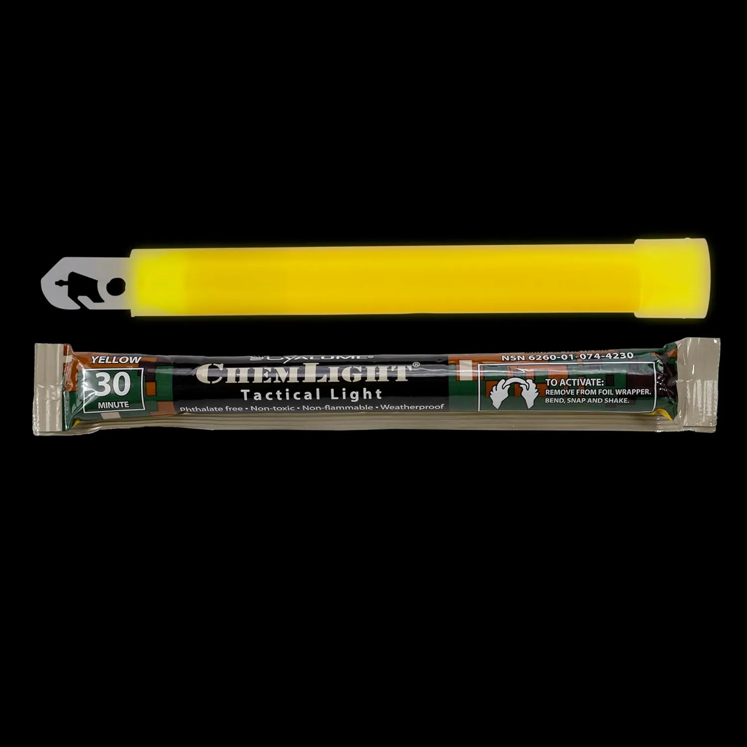 Cyalume - 9-42300 ChemLight Military Grade Chemical Light Sticks – 30 Minute Duration Light Sticks Provide Intense Light, Ideal as Emergency or Safety Lights and Much More, Standard Issue for U.S. Military Personnel – Yellow, 6” Long (Pack of 10)