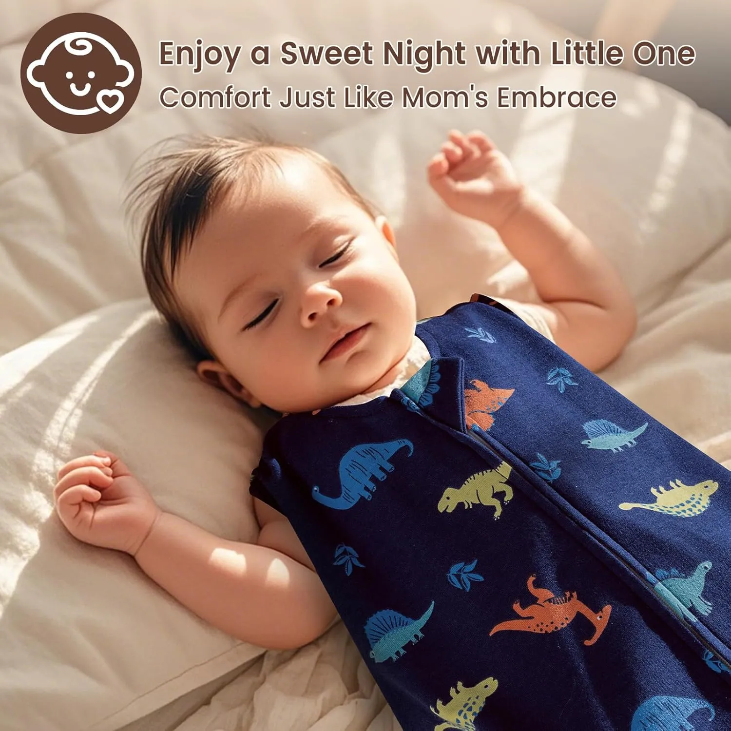 david's kids 100% Cotton Baby Sleep Sack 0-6 Months, Soft Baby Wearable Blankets with 2-Way Zipper, 2 Pack Comfy Sleeping Bags for Infant Newborn Boys Girls Neutral, Small Size, Dinosaur