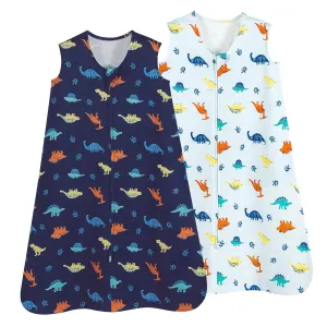 david's kids 100% Cotton Baby Sleep Sack 0-6 Months, Soft Baby Wearable Blankets with 2-Way Zipper, 2 Pack Comfy Sleeping Bags for Infant Newborn Boys Girls Neutral, Small Size, Dinosaur