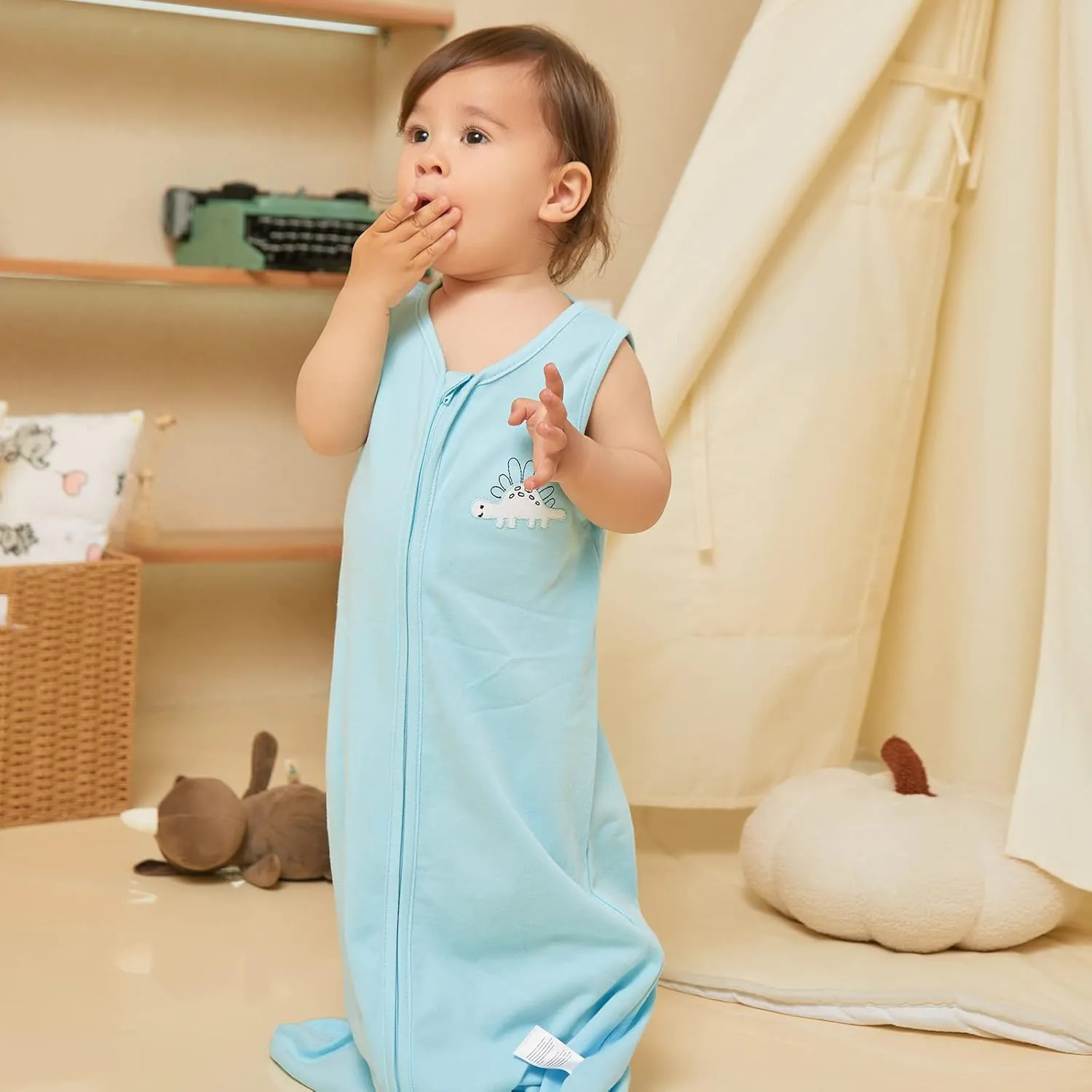 DaysU Baby Sleep Sack 12-18 Months 100% Cotton, Baby Boy Wearable Blanket 2-Way Zipper TOG 0.5, Breathable Lightweight Baby Sleeping Bag 2 Pack, Toddler Sleep Sacks, Dinosaur, Large