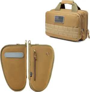 DBTAC Single Padded Pistol Bag Large (Tan)   Range Bag XS for 1~2 Pistol (Tan), Lockable Zipper, Durable Material, Compact Design