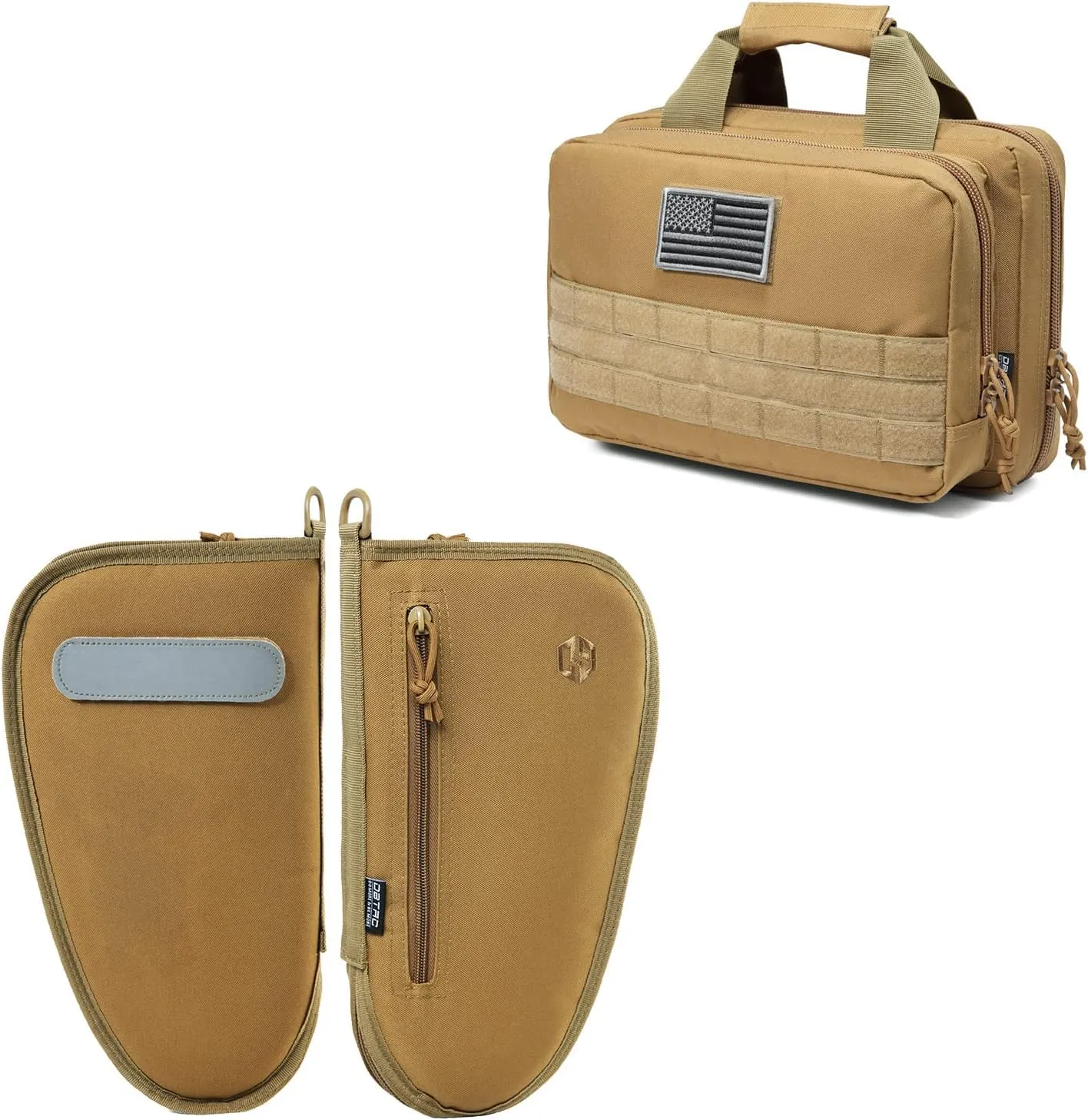 DBTAC Single Padded Pistol Bag Large (Tan)   Range Bag XS for 1~2 Pistol (Tan), Lockable Zipper, Durable Material, Compact Design