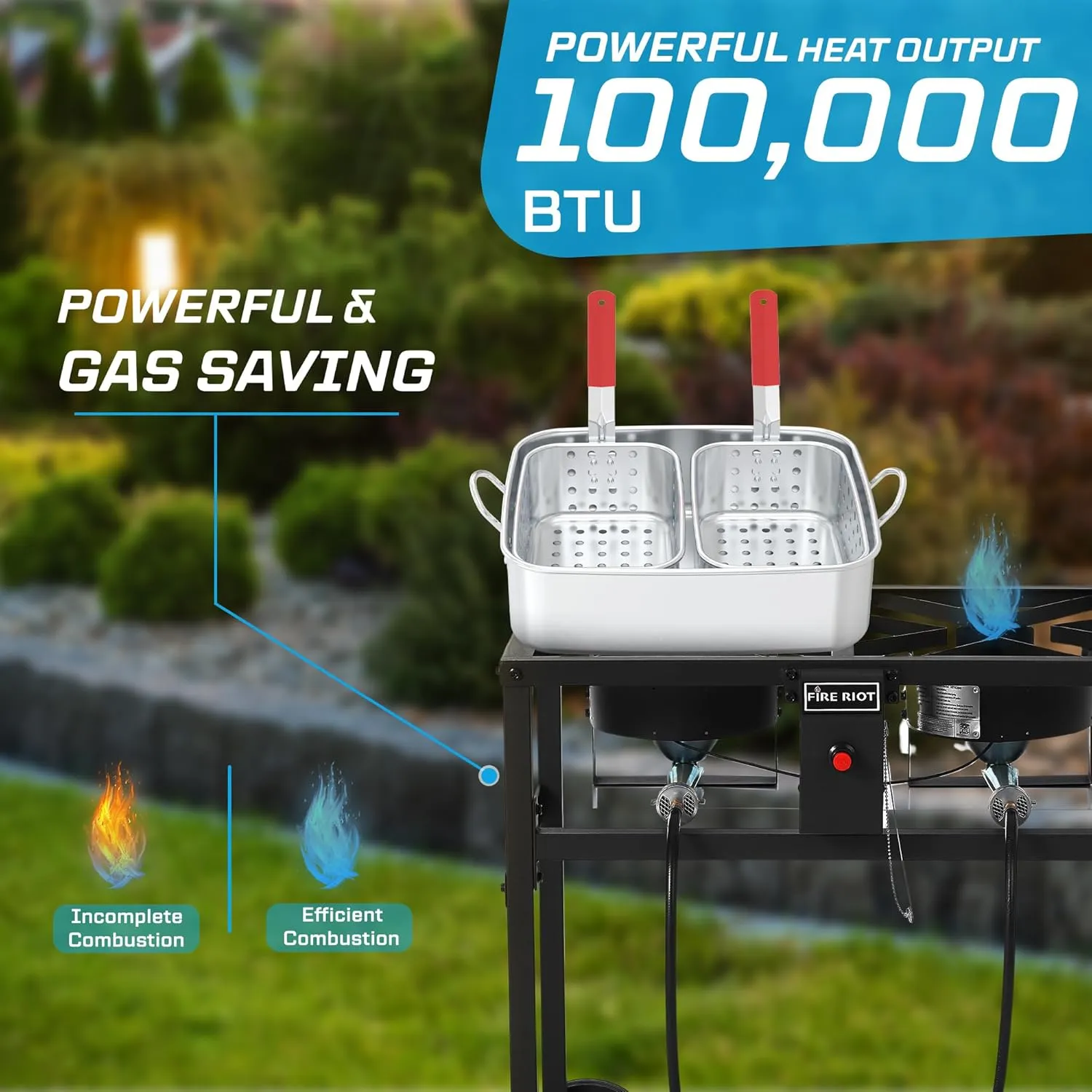 Deep Fryer with Double Burner Propane Stove Outdoor - 2-18QT Aluminum Pots & Frying Baskets- Perfect for fish fryers, Wings, Fries, Cajun Fry