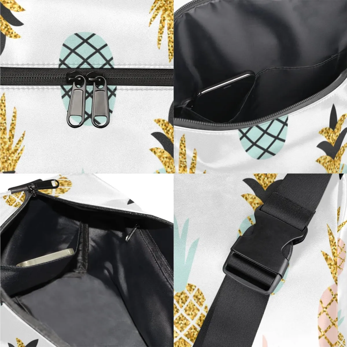 Delicious Summer Pineapple Small Gym Bag for Men Women Workout Sport Duffle Bag Waterproof Weekender Overnight Bag Lightweight Carry on Tote Bag Crossbody Shoulder Travel Bag for Swim Yoge Dance