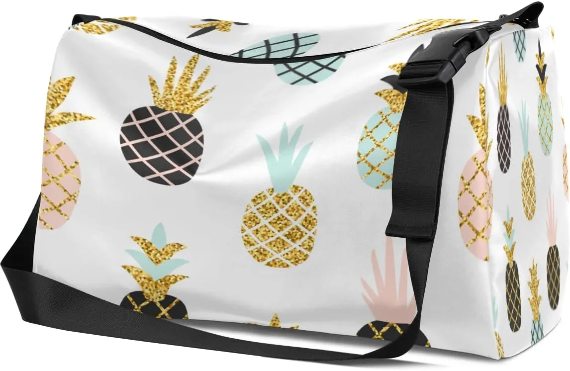 Delicious Summer Pineapple Small Gym Bag for Men Women Workout Sport Duffle Bag Waterproof Weekender Overnight Bag Lightweight Carry on Tote Bag Crossbody Shoulder Travel Bag for Swim Yoge Dance