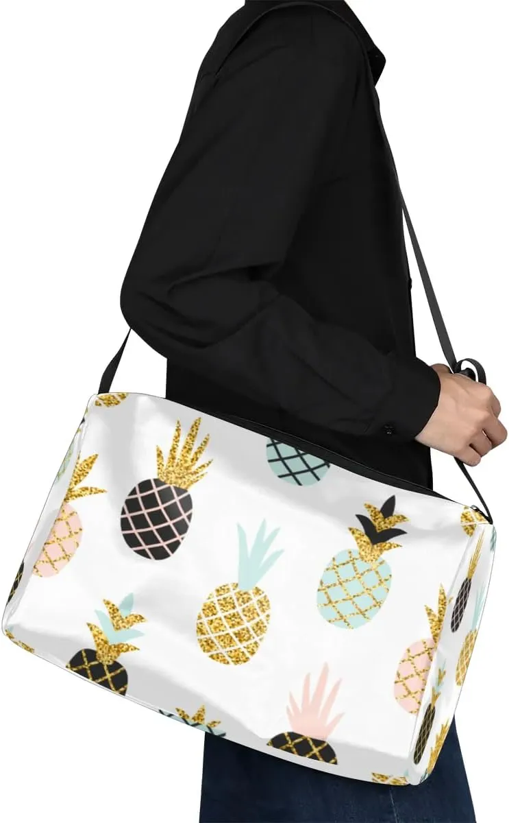 Delicious Summer Pineapple Small Gym Bag for Men Women Workout Sport Duffle Bag Waterproof Weekender Overnight Bag Lightweight Carry on Tote Bag Crossbody Shoulder Travel Bag for Swim Yoge Dance