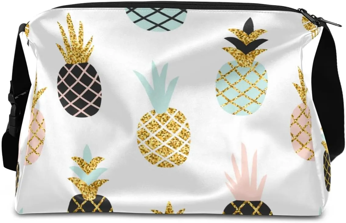 Delicious Summer Pineapple Small Gym Bag for Men Women Workout Sport Duffle Bag Waterproof Weekender Overnight Bag Lightweight Carry on Tote Bag Crossbody Shoulder Travel Bag for Swim Yoge Dance
