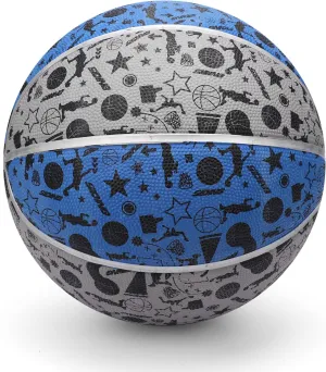 Dilabnba 9" Large Basketball Toy for Kids Adults, Mini Basketball for Outdoor Hoops, Anti-Slip Textured Grip, Pool Ball for Swimming Pool Hoops, Beach Balls Sand Toy for Indoor Yard (Size 6 Blue)