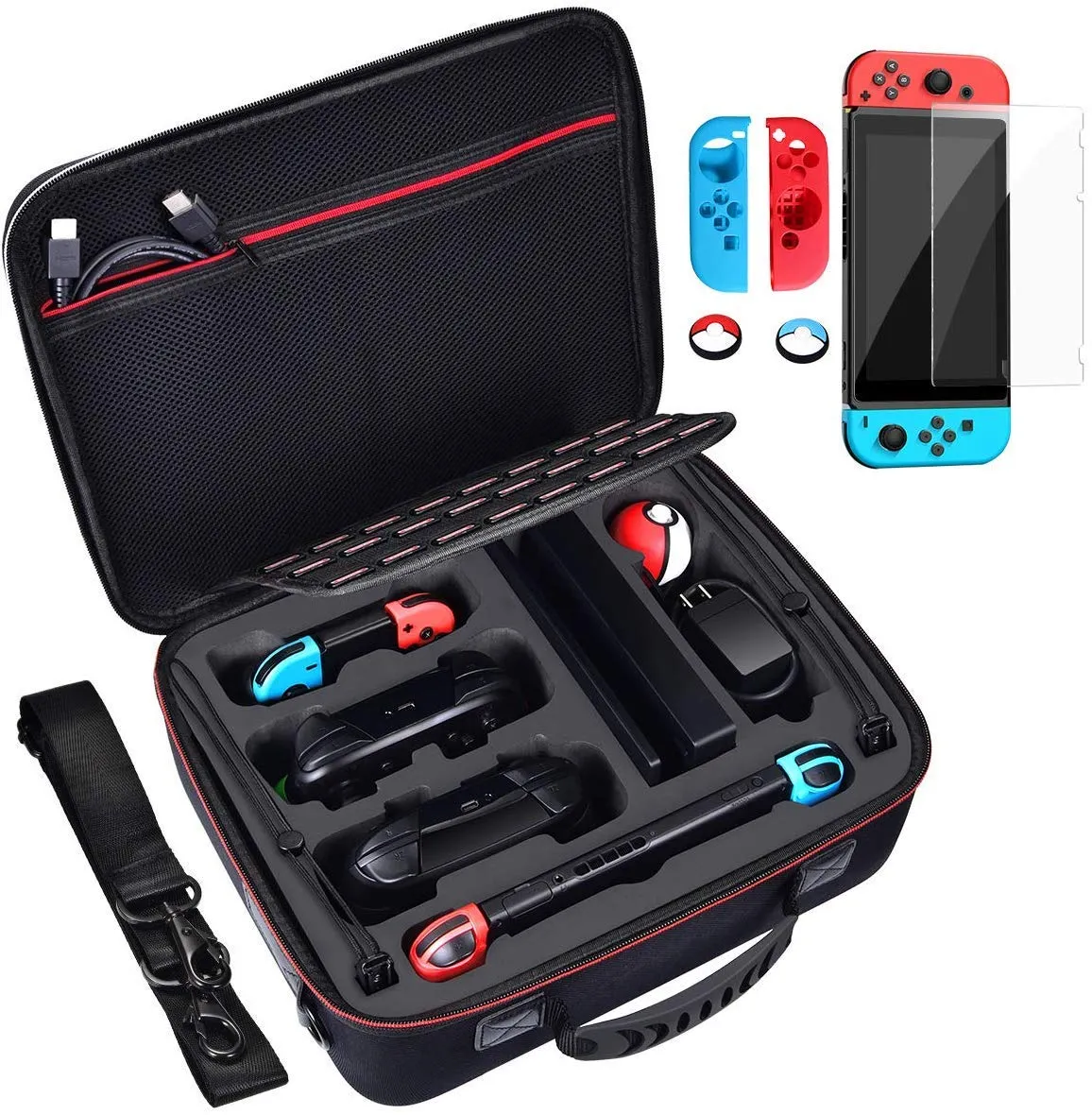 Diocall Deluxe Carrying Case Compatible with Nintendo Switch and Switch OLED 2021, Travel Bag Fit Switch Pro Controller