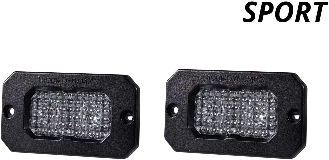 Diode Dynamics SSC2 SAE White Sport Flush Mount LED Pod (pair), Flood w/Red Backlight
