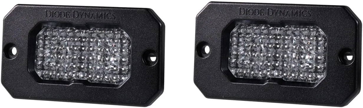 Diode Dynamics SSC2 SAE White Sport Flush Mount LED Pod (pair), Flood w/Red Backlight