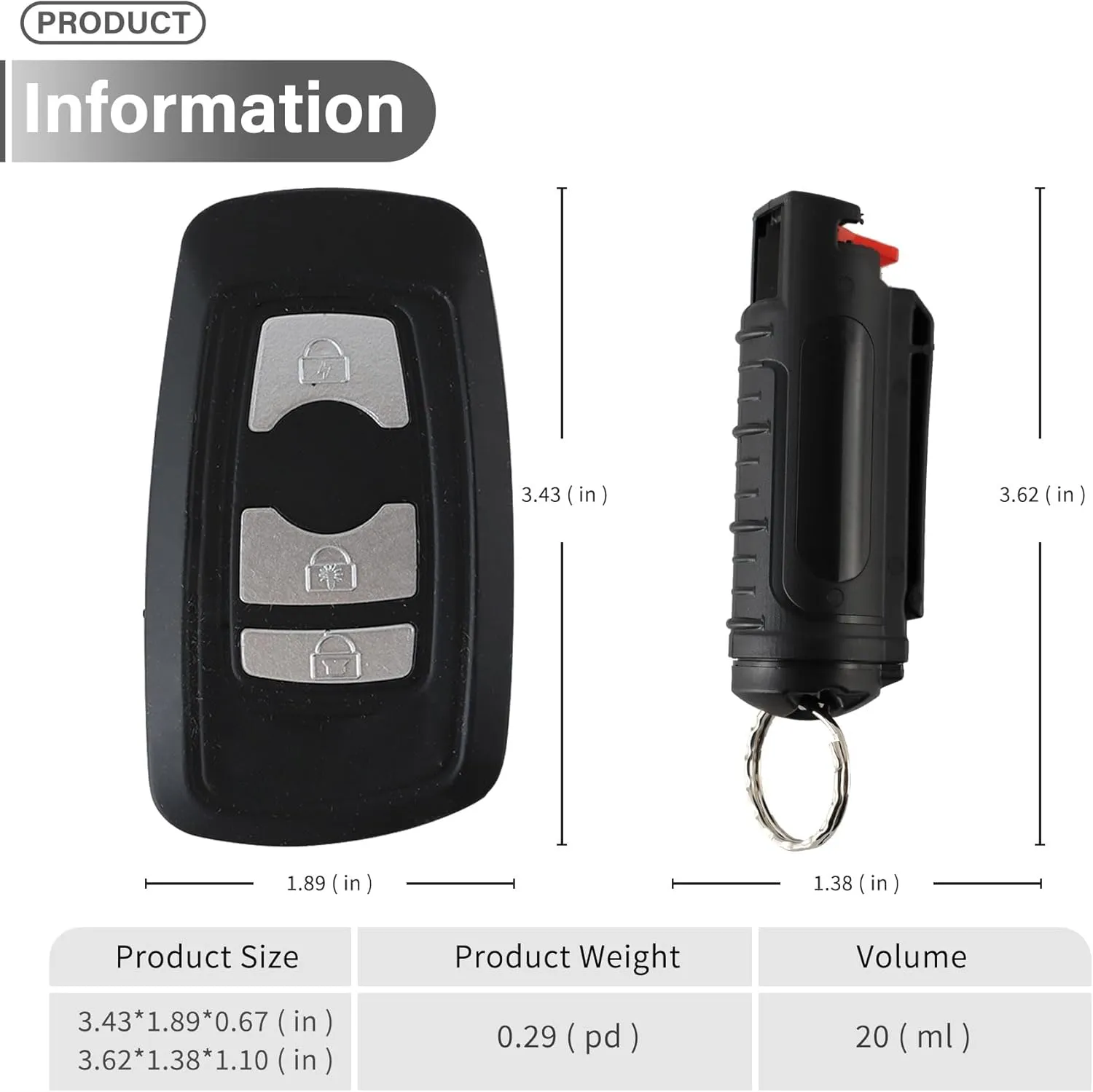 Disguise MagiUSA 3-in-1 Stun Gun & Tactical Pepper Spray Combo Dual Protection for Personal Safety | Compact Keychain Mini Tazer Tazor  2× 35 ml Pepper Spray for Women Self Defense Kit