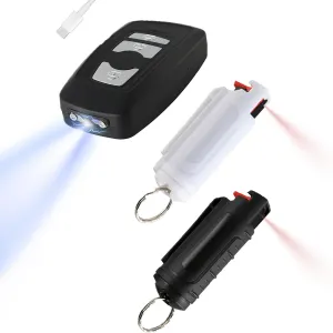 Disguise MagiUSA 3-in-1 Stun Gun & Tactical Pepper Spray Combo Dual Protection for Personal Safety | Compact Keychain Mini Tazer Tazor  2× 35 ml Pepper Spray for Women Self Defense Kit