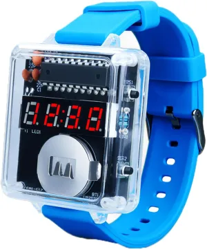 DIY Watch Soldering Kit, PEMENOL Soldering Practice Project Kit, 12/24H Selectable, 10S Automatic Sleep Mode, Electronic Learning Kit for Beginners Present School College STEM Education, Blue