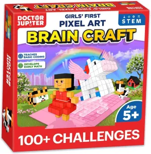 Doctor Jupiter My First STEM Pixel Art Kit, Brain Craft for Girls Ages 5  | Birthday Gift Ideas for 5-6-7-8-9-10 Year Old Girls | Learning & Educational Coding Basics Toy with 100  Challenges