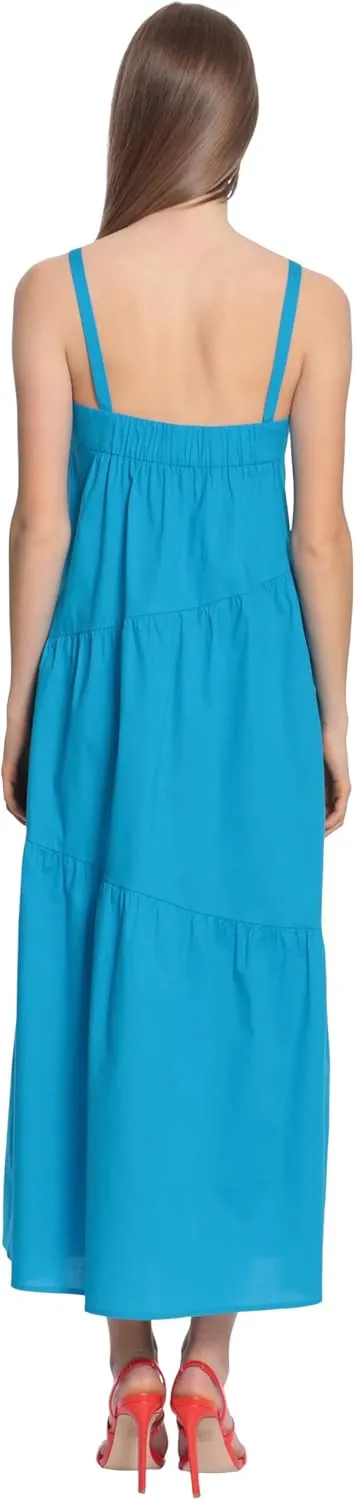 Donna Morgan Women's Sleeveless Maxi Dress with Diagonal Tiers