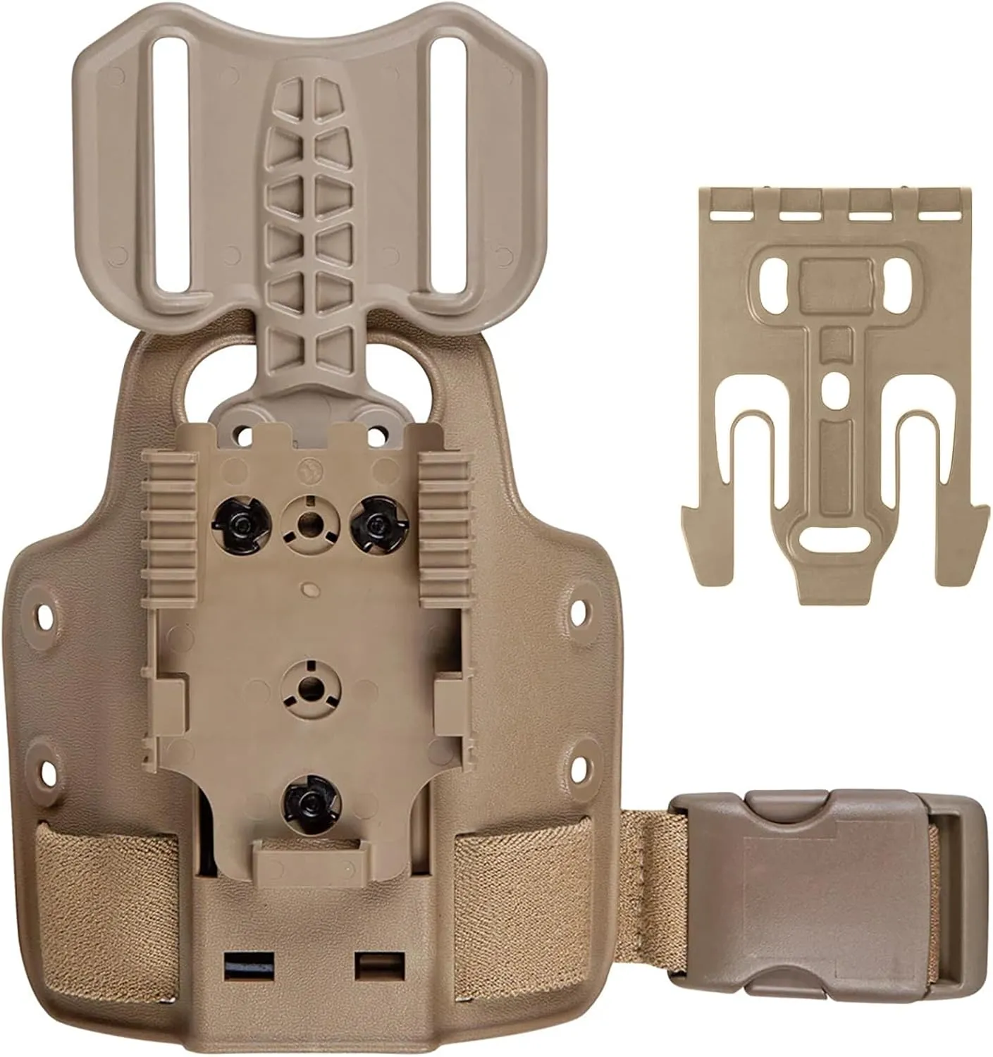 Drop Flex Adapter and QLS 19 22 for Quick Locking System Kit, with Single Strap Leg Platform Polymer Leg Shroud for Gun Holsters