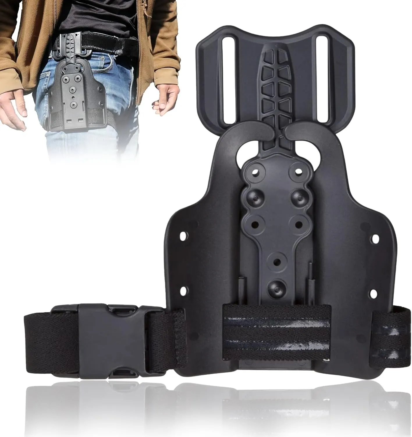 Drop Flex Adapter with Drop Leg Platform Attachment, Single Strap Leg Shroud for Gun Holsters & Qls Quick Locking System Kit