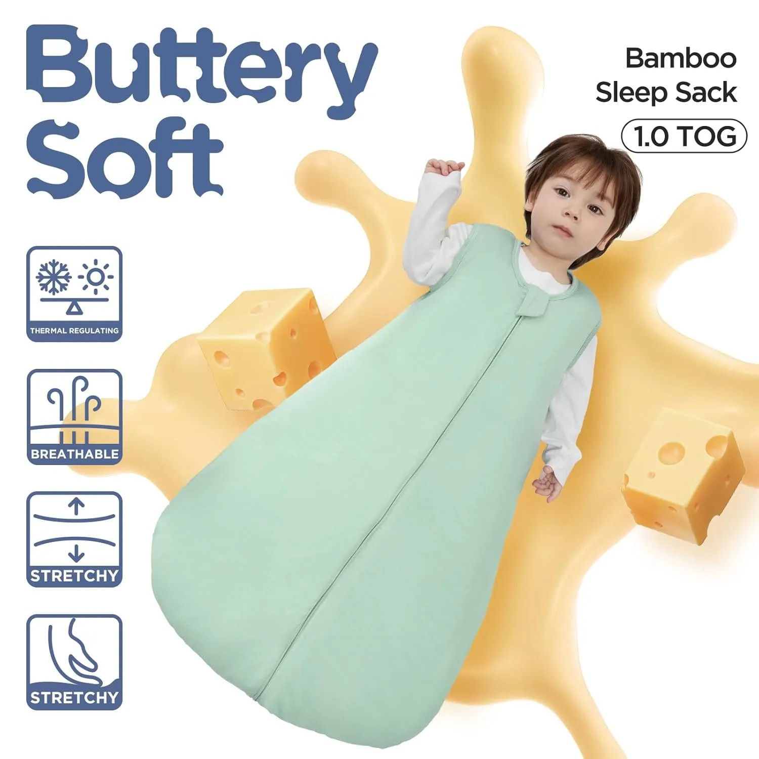 Duomiaomiao Rayon Made from Bamboo Baby Sleep Sack 1.0 TOG, Buttery Soft Wearable blanket Baby, Baby Sleeping bag for Babies