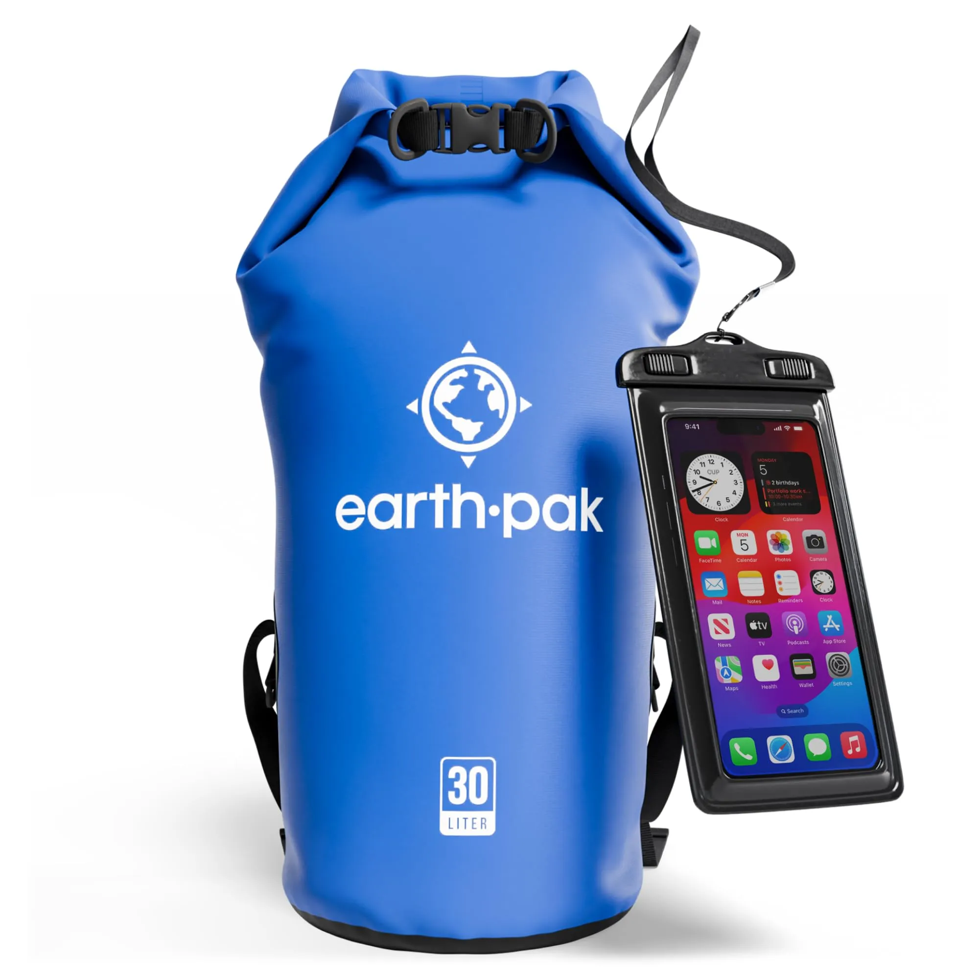 Earth Pak Waterproof Dry Bag - Roll Top Waterproof Backpack Sack Keeps Gear Dry for Kayak with Waterproof Phone Case