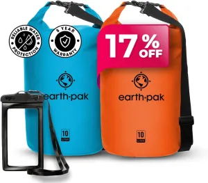 Earth Pak Waterproof Dry Bag - Roll Top Waterproof Backpack Sack Keeps Gear Dry for Kayaking, Beach, Rafting, Boating, Hiking, Camping and Fishing with Waterproof Phone Case