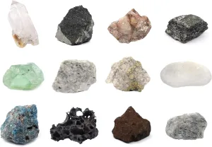 EISCO Rock & Mineral Kit, 12 Pieces - Includes Metamorphic, Igneous, Sedimentary Rocks & Minerals - 1" Specimens - Great for Geology Classrooms & Basic Field Testing Labs - Tech Cut Rocks