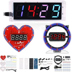 Electronic DIY Soldering Practice Learning Project Kit,Interesting Self Soldering Assembled Electronic Clock (Clock-3IN1)