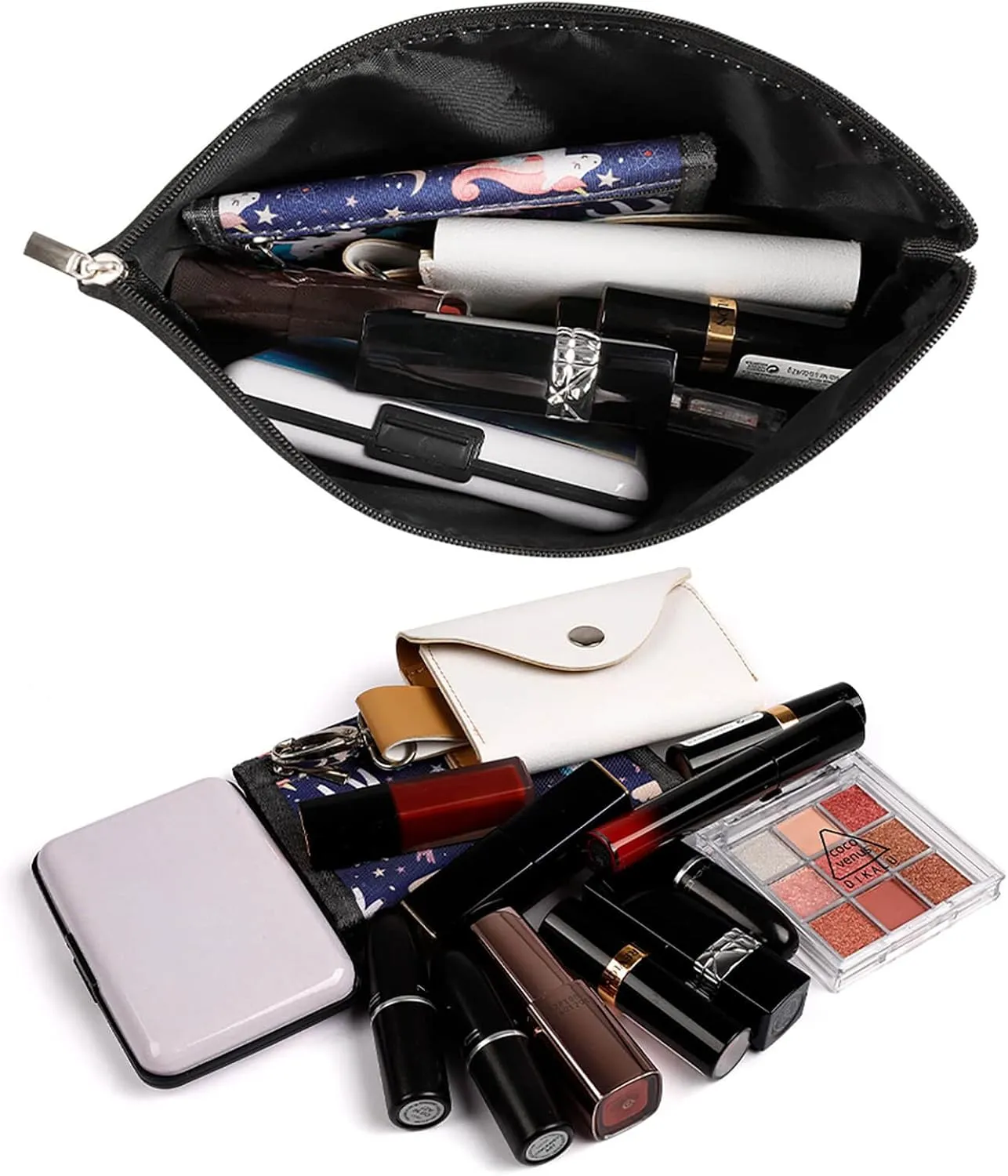 Elegant Makeup Bag, Light Aqua Orange Ombre Cosmetic Bag Large Capacity Pouch Portable Organizer for Men & Women