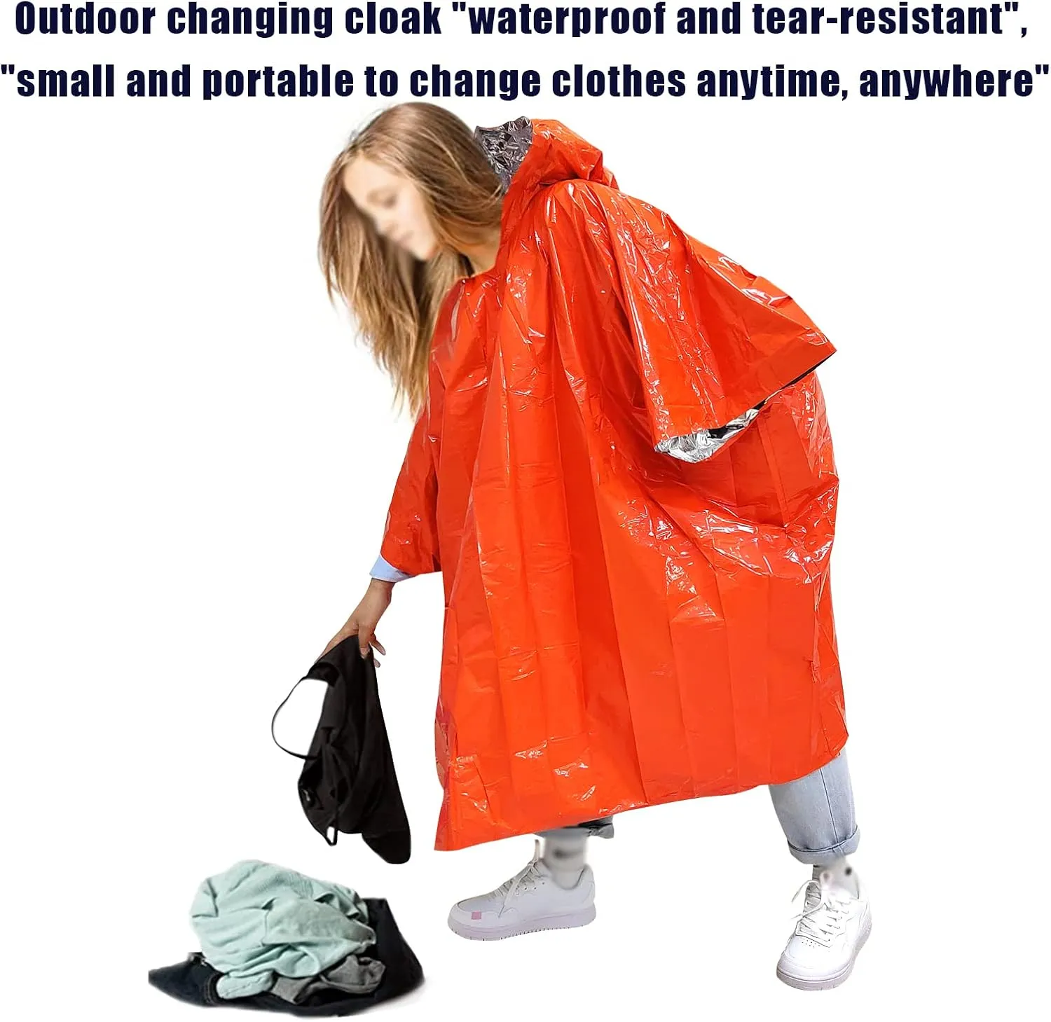 Emergency Blanket Poncho, 4 Pack Ultralight Waterproof Thermal Survival Space Blanket Ponchos with Hood for Camping Hiking Outdoor