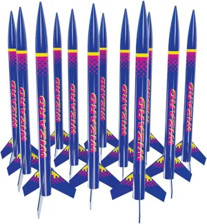 Estes - 1754 Wizard Flying Model Rocket Bulk Pack (Pack of 12) | Intermediate Rocket Kit | Step-by-Step Instructions | Science Education Kits | Great for Teachers, Youth Group Leaders and Birthdays,Blue