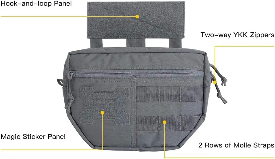 EXCELLENT ELITE SPANKER Tactical Drop Dump Pouch Molle Tool Pouch with Hook & Loop Carrying Kit Bag for Tactical Vest Chest Rig