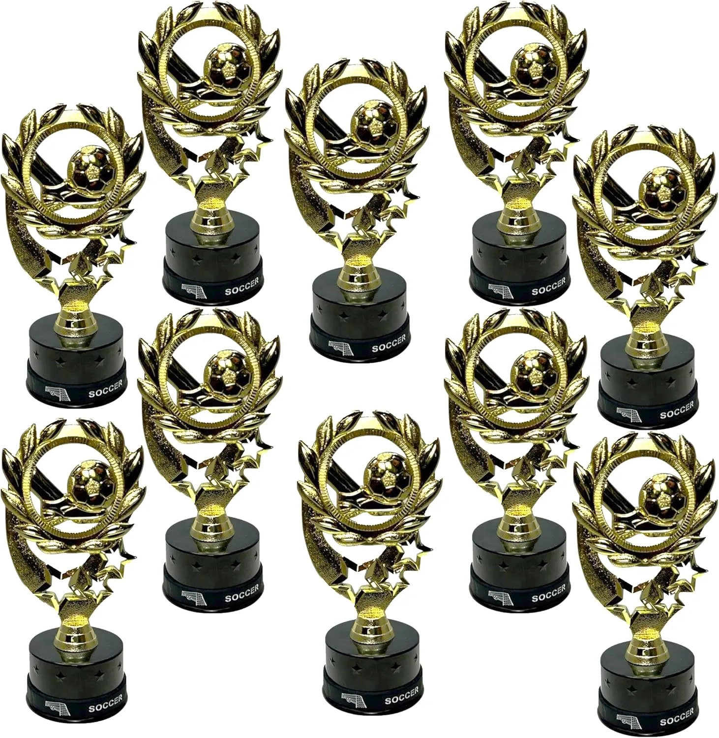 Express Medals 10 Pack of 7 Inch Tall Soccer Trophy Awards Includes Silicone Soccer Wrist Band Awards 10 pk 4106 Boys Girls Trophies Award