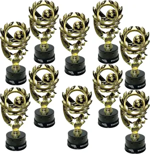 Express Medals 10 Pack of 7 Inch Tall Soccer Trophy Awards Includes Silicone Soccer Wrist Band Awards 10 pk 4106 Boys Girls Trophies Award