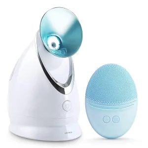 EZBASICS Facial Steamer Bundled with Facial Cleansing Brush Blue