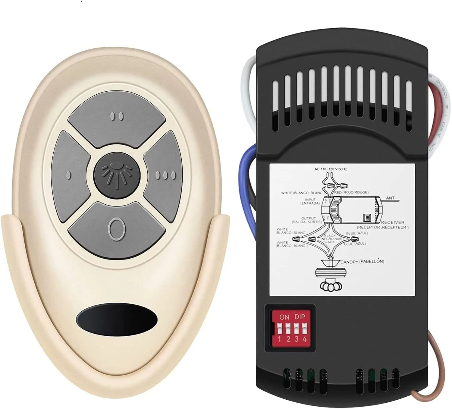 FAN-35T Ceiling Fan Remote Control Kit, for Harbor Breeze, Replacement for Harbor Breeze, Hampton Bay, Hunter, with Receiver FAN28R Light Dimmer, 3 Speed, Learn Key