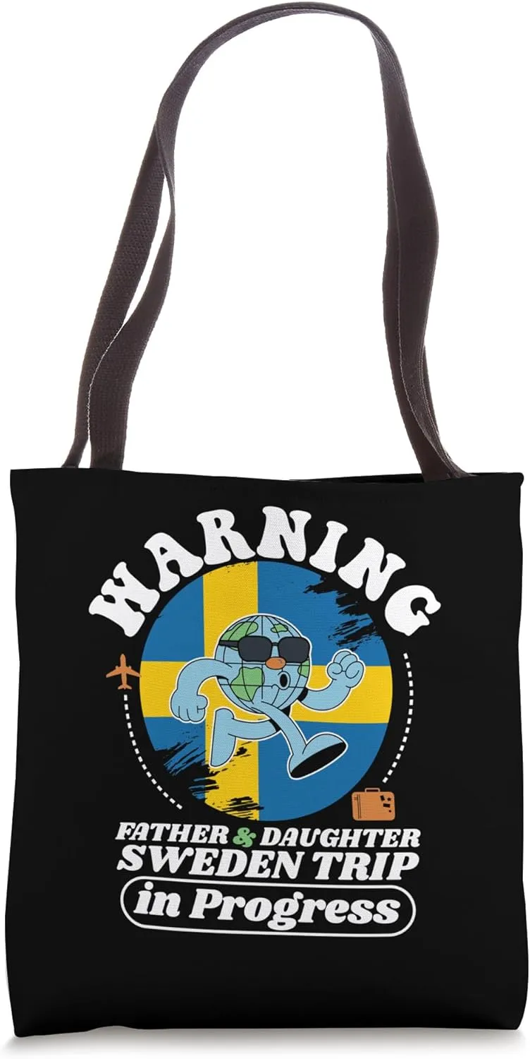 Father And Daughter Trip In Progress Sweden Travel Matching Tote Bag