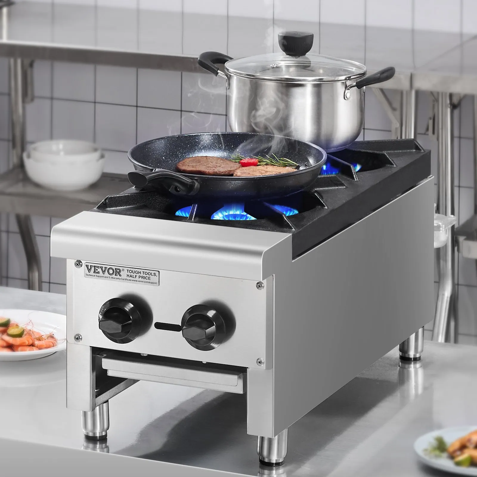(FINAL PRICES ARE LOWER ON OUR SITE!) VEVOR Commercial Gas Range Stove 2 Burners Countertop Cooking Hot Plate Kitchen
