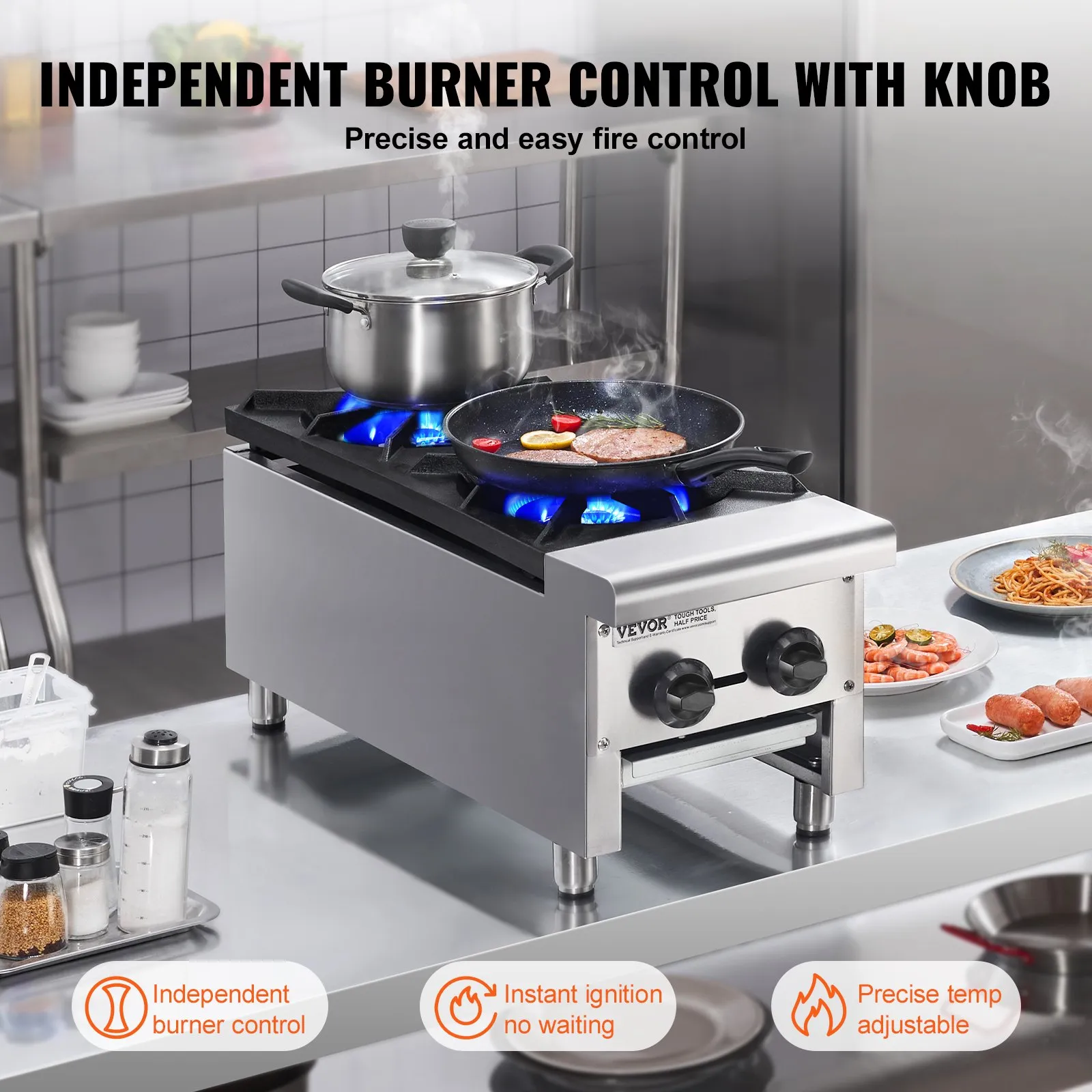 (FINAL PRICES ARE LOWER ON OUR SITE!) VEVOR Commercial Gas Range Stove 2 Burners Countertop Cooking Hot Plate Kitchen