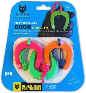 First Responder Door Jam/Stop (3 Pack) – Glow-in-The-Dark NEON, Molle Compatible, Tactical Door Control for Police, EMS, EMT, Firefighters, Movers, and Couriers