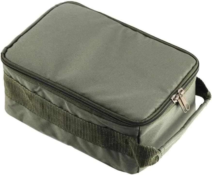 Fishing Tackle Bag with Adjustable Dividers, Waterproof Polyester, Double Zippers, Padded Handle, Fishing Reel Storage Organizer Pouch Case