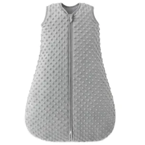 Fleece Baby Sleep Sack 6-12 Months 2.5 Tog with Plush Dots, Winter Baby Wearable Blanket for Infant Toddler Sleeping Sack 2-Way Zipper Warm Sleepsack, Grey